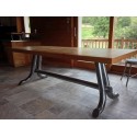 Table salle à manger acier meulé vernis et plateau mélèze
